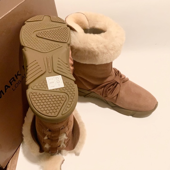 Mark Nason Los Angeles Bliss Genuine Sheep Shearling Fur Chestnut Suede Boot 6.5 - Picture 11 of 15